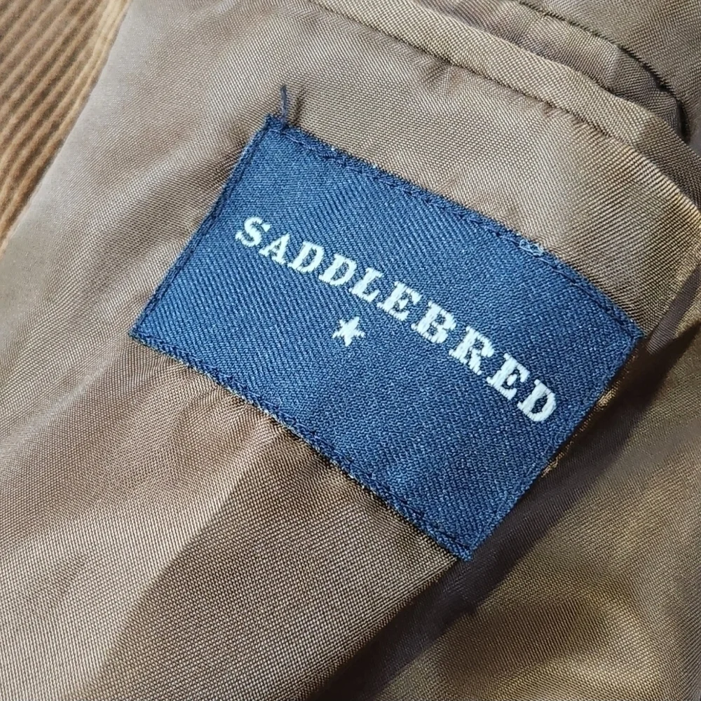 Saddlebred Blazer Mens Size 44R Brown Corduroy Two Button Sport Coat Suit Jacket - Picture 5 of 10